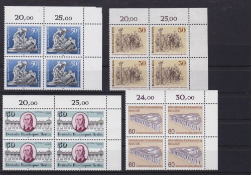 Berlin postfr. Lot von 60 4er-Blöcken