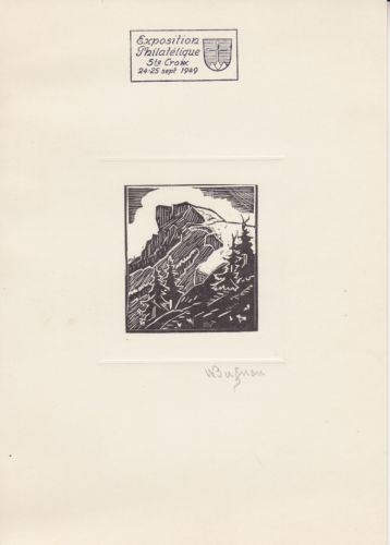 Schweiz Schwarzdruck handsigniert Briefmarkenausstellung 1949