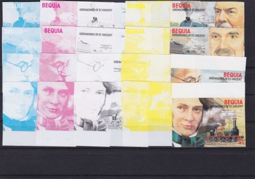 Bequia 196/199 postfr./mnh Eisenbahn railway Phasendrucke proof 1986