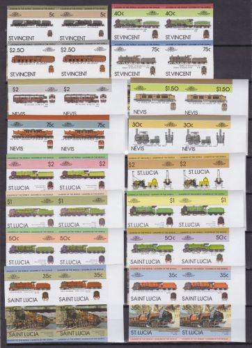 St. Vincent Nevis St. Lucia postfr./mnh Eisenbahn Phasendrucke proof