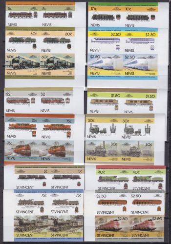 St. Vincent Nevis postfr./mnh Eisenbahn Phasendrucke proof