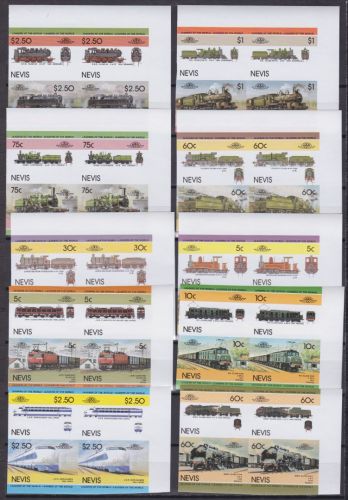 Nevis 202/209+280/291 postfr./mnh Eisenbahn Phasendrucke proof