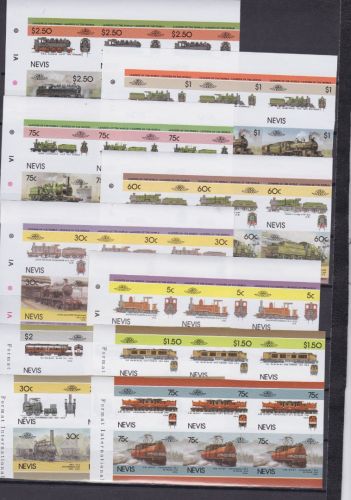 Nevis 280/291+340/347 postfr./mnh Eisenbahn Phasendrucke proof