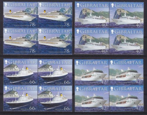 Gibraltar 1169/1172 4er-Blocks postfr./mnh Schiffe ships 2006