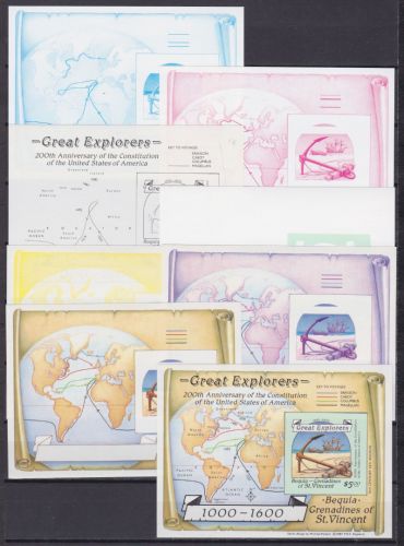 Bequia Block 9 postfr./mnh Schiffe ships Phasendrucke proof 1988
