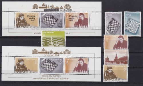 Suriname 1100/1105+1162+Block 38+46 postfr./mnh Schach chess