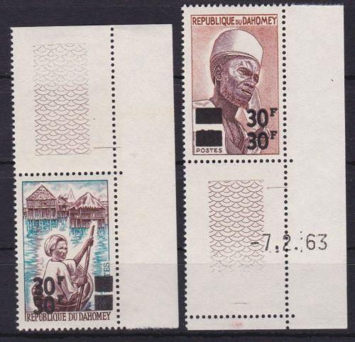 Dahomey 304/305 postfr. Überdrucke 1967 doppelter Aufdruck
