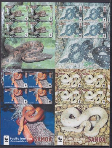 Samoa 1222/1225 postfr. Schlangen snakes WWF 2015