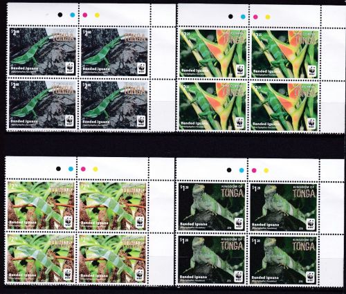 Tonga 2098/2101 postfr. Leguan Bended Iguana WWF 2016