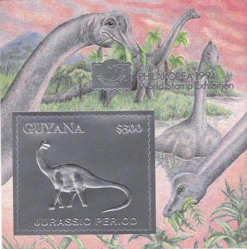Guyana Block 434 postfr./mnh Dinosaurier 1994 SILBER
