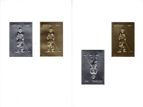 Guyana 4522/4523 BB postfr./mnh Charlie Chaplin 1994 SILBER+GOLD