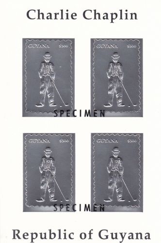 Guyana 4523 BA postfr./mnh Charlie Chaplin 1994 SILBER SPECIMEN