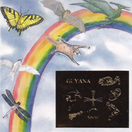 Guyana Block 250 postfr./mnh Vögel Dinos Eule 1993 GOLD SPECIMEN