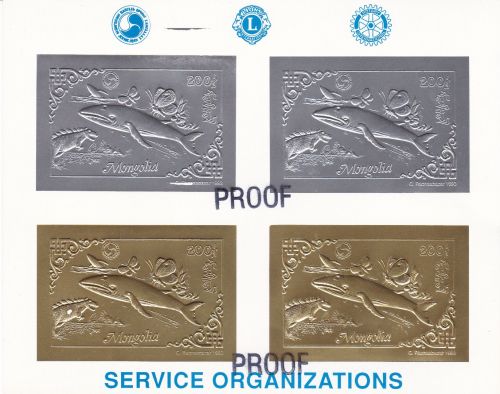 Mongolei 2471/72 KB postfr. Wal Dinosaurier 1993 SILBER/GOLD PROOF