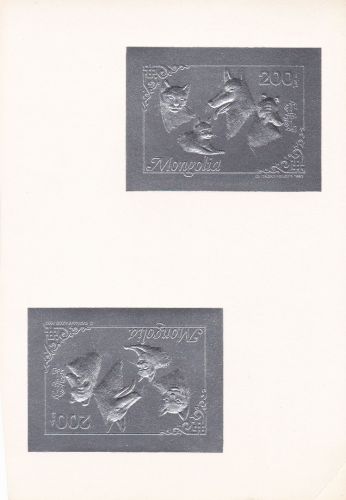 Mongolei 2438 postfr./mnh Hunde Katzen 1993 GOLD+SILBER PROOF