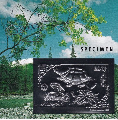 Mongolei Block 229 postfr. Schildkröte Pilze Blumen 1993 SILBER SPECIMEN