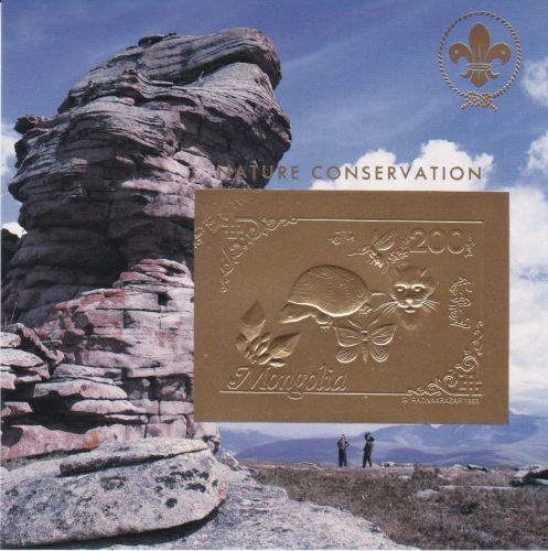 Mongolei Block 212 postfr. Schildkröte Katze Schmetterling 1993 GOLD SPECIMEN