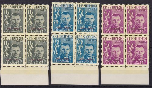 Albanien 647/649 a 4er-Block postfr./mnh Gagarin 1962