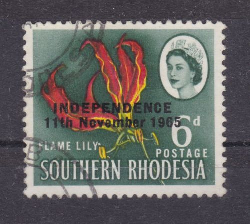 Süd-Rhodesien 14 gest./used mit Abart weißer Punkt hinter Lily