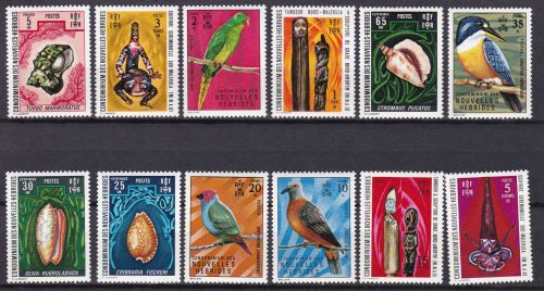 Neue Hebriden 335/346 postfr./mnh Vögel birds Kunst, Schnecken 1972
