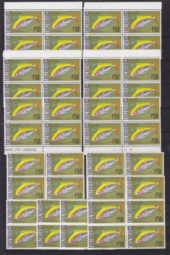Tansania 14 x 4er-Block = 56 x Nr. 30 postfr./mnh Fische 1969 Michel 196 €