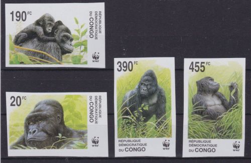 Kongo 1708/1711 postfr./mnh Gorilla WWF 2002 ungez.IMPERF.