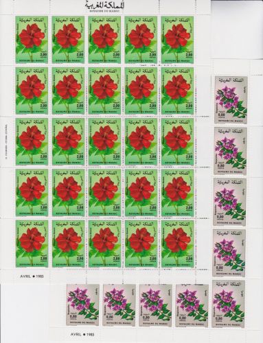 Marokko 1075/1076 im 25erBogen postfr./mnh Blumen flowers Rosen 1985