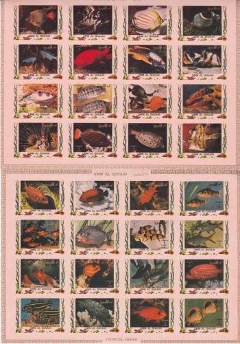 Umm al-Qiwain 1306/1321+1466/1481 postfr./mnh Fische 1972