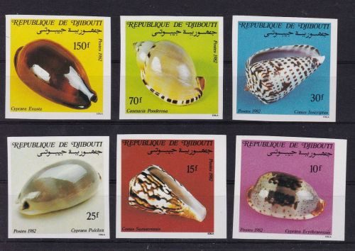 Djibouti 351/356 postfr./mnh Schnecken 1982 ungez.IMPERF.