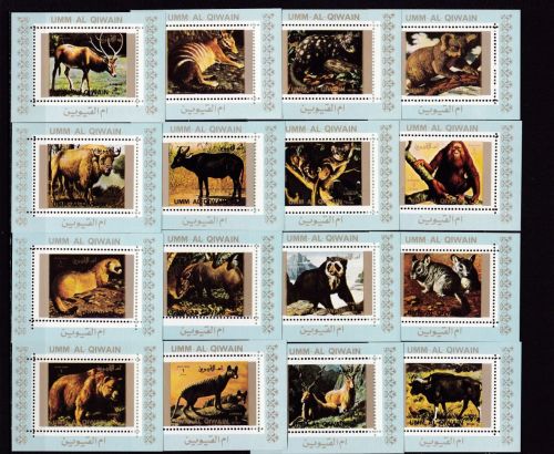 Umm al Qiwain 1530/1545 A+B de Luxe Blocks postfr./mnh Tiere animals 1972