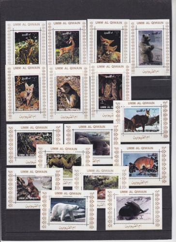 Umm al Qiwain 1130/1145 A+B de Luxe Blocks postfr./mnh Tiere animals 1972