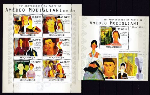 Mozambique 4123/4128 + Block 381 postfr./mnh Gemälde paintings 2010