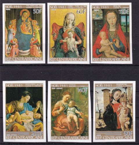 Zentralafrika 798/803 B postfr./mnh Gemälde paintings 1981 ungez.IMPERF.