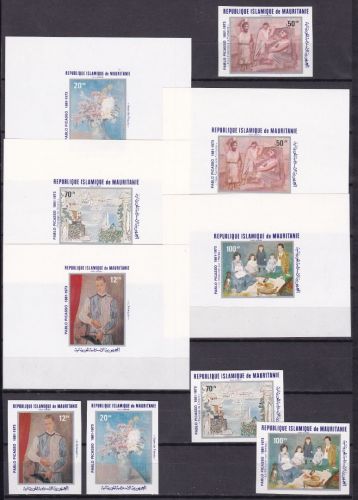 Mauretanien 721/725 postfr./mnh Gemälde paintings Picasso de Luxe Blocks+IMPERF.