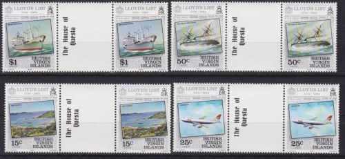 Jungferninseln 468/471 postfr./mnh Schiffe Flugzeuge 1984 gutter pairs