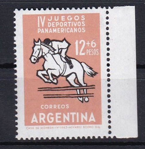 Argentinien 820 postfr./mnh Fauna Pferde horses Missing colour