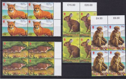 Gibraltar 1010/1013 Viereblocks postfr./mnh Tiere animals 2002