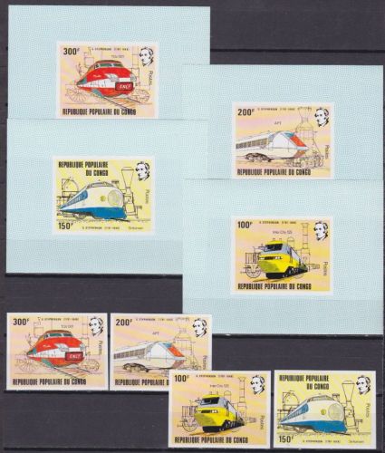 Kongo 855/858 de Luxe Blocks postfr./mnh Eisenbahn railway 1982