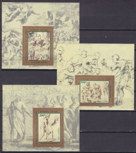 Kongo 911/913 de Luxe Blocks postfr./mnh Gemälde paintings Raffael 1983