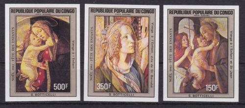 Kongo 936/938 B postfr./mnh Gemälde paintings 1983 ungez.IMPERF.