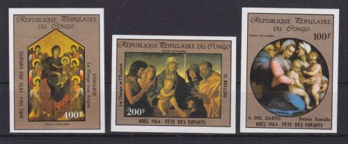 Kongo 986/988 B postfr./mnh Gemälde paintings 1984 ungez.IMPERF.