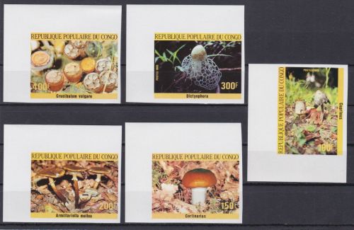 Kongo 1016/1020 B postfr./mnh Pilze mushrooms 1985 ungez.IMPERF.