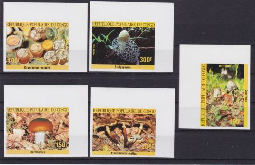 Kongo 1016/1020 B postfr./mnh Pilze mushrooms 1985 ungez.IMPERF.