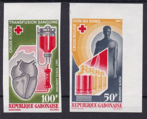 Gabun 279/280 U postfr./mnh Rotes Kreuz 1967 ungez.IMPERF.