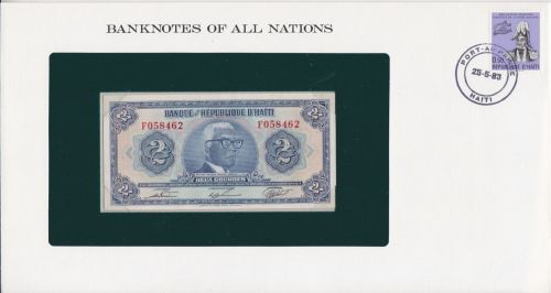 Banknotes of all nations Banknotenbrief Haiti 2 Gourdes