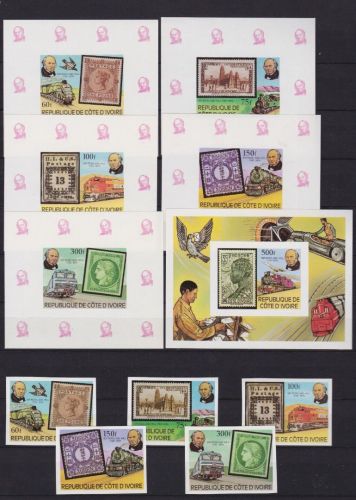 Elfenbeinküste 606/610+Bl.10+de Luxe Blocks postfr./mnh Hill Eisenbahn 1979