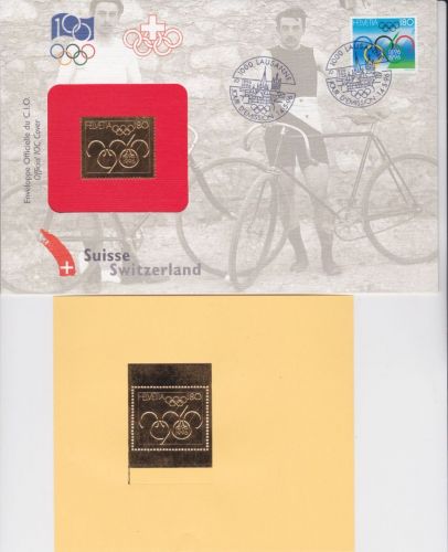 Schweiz Goldfolien-Brief + Marke Olympische Spiele 1996