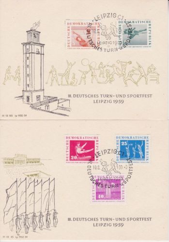 DDR 707/711 amtl. Belegkarte Turn- und Sportfest 1959