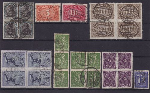 Deutsches Reich Lot von 26 gest. Marken geprüft Infla-Berlin