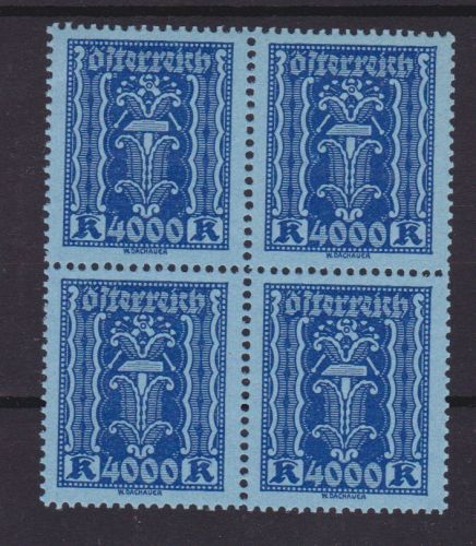 Österreich 397 Viererbblock postfr. Freimarken Höchstwert 1924